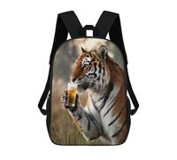 sinyumoney Tiger Sipping A Beer Sac À Dos Scolaire Enfant Tendance Et Décontracté, Sac À Dos Imprimé En 3D Pour Garçon, Grand Sac À Dos 17inch