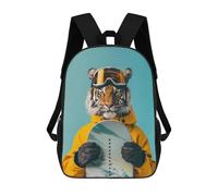 sinyumoney Tiger Snowboarder Gear Set Sac À Dos Léger Pour L'école, L'aéroport Et Les Étudiants, Idéal Pour L'école, Le Travail Et Les Voyages 17inch