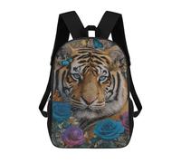 sinyumoney Tiger with Flowers And Butterflies-1 Sacs À Dos Tendance Imprimés En 3D 17inch Sac D'école Décontracté Pour Enfants, Garçons, Élèves Du Primaire Et Du Collège