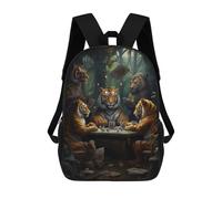 sinyumoney Tigers Playing Poker in The Jungle-1 Sac À Dos Imprimé 3D Pour Enfants, Sac À Dos Léger Pour Écoliers Et Écoliers, Sac À Goûter Pour La Crèche 17inch