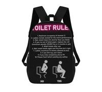 sinyumoney Toilet Rule Funny Bathroom Sac À Dos, Cartable Imprimé En 3D, Sac À Goûter, Sac À Dos De Voyage, Sac À Dos Entre Amis, Sac À Dos Scolaire Pour Filles Et Garçons 17inch