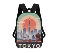 sinyumoney Tokyo Cityscape Illustration Sac À Dos Scolaire Enfant Tendance Et Décontracté, Sac À Dos Imprimé En 3D Pour Garçon, Grand Sac À Dos 17inch