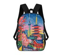 sinyumoney Tokyo Cityscape with Tower And Pagoda Sacs À Dos Imprimés En 3D Pour Enfants, Sacs D'école Tendance Pour Garçons, Sacs De Voyage, Sacs Scolaires Pour Élèves Du Primaire 17inch