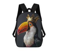 sinyumoney Toucan Bird Cute King Sacs À Dos Pour Enfants, Sac À Dos Scolaire, Sac À Dos Imprimé En 3D Pour Enfants, Sac À Dos De Voyage, Sac À Livres, Sac D'école Pour Enfants 17inch