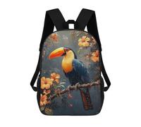sinyumoney Toucan in Tropical Bloom Sacs À Dos Imprimés En 3D Pour Enfants, Sacs D'école Tendance Pour Garçons, Sacs De Voyage, Sacs Scolaires Pour Élèves Du Primaire 17inch