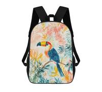 sinyumoney Toucan in Tropical Paradise Sacs À Dos Imprimés En 3D Pour Enfants, Sacs D'école Tendance Pour Garçons, Sacs De Voyage, Sacs Scolaires Pour Élèves Du Primaire 17inch
