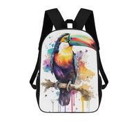 sinyumoney Toucan in Watercolor Sac À Dos Scolaire Pour Filles Et Garçons Avec Poche, Sac À Dos Tendance Pour Enfants 17inch