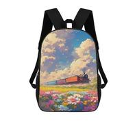 sinyumoney Train Journey Through Flower Fields Sac À Dos Scolaire Imprimé En 3D Pour Garçons Et Filles, Sac À Dos Pour Enfants, Sac De Voyage 17inch