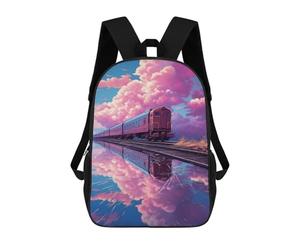 sinyumoney Train Reflections in Pink Sky Sac À Dos Scolaire Pour Enfants, 43 Cm (17 Pouces), Imprimé En 3D, Pour Garçons, Élèves Du Primaire Et Du Collège