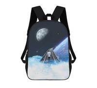 sinyumoney Train Tracks to The Moon Sac À Dos Scolaire Pour Enfants 17 Pouces, Sac À Dos Décontracté Pour Les Voyages, Grand Sac À Dos De Jour Pour Garçons Et Filles 17inch