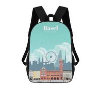 sinyumoney Travel to Basel Sacs À Dos Scolaires Pour Enfants, Sac D'école Imprimé En 3D Pour Garçons, Élèves Du Primaire Et Du Collège 17inch