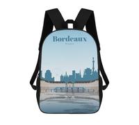 sinyumoney Travel to Bordeaux Sac À Dos Scolaire Enfant Tendance Et Décontracté, Sac À Dos Imprimé En 3D Pour Garçon, Grand Sac À Dos 17inch