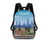 sinyumoney Travel to Chennai Sac À Dos Scolaire Enfant Tendance Et Décontracté, Sac À Dos Imprimé En 3D Pour Garçon, Grand Sac À Dos 17inch