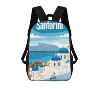 sinyumoney Travel to Santorini Sacs À Dos Scolaires Pour Enfants, Sac D'école Imprimé En 3D Pour Garçons, Élèves Du Primaire Et Du Collège 17inch
