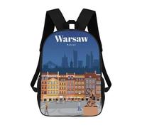 sinyumoney Travel to Warsaw Sac À Dos, Cartable Imprimé En 3D, Sac À Goûter, Sac À Dos De Voyage, Sac À Dos Entre Amis, Sac À Dos Scolaire Pour Filles Et Garçons 17inch