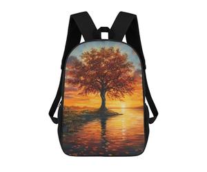 sinyumoney Tree by Sunset at Autumn Sac À Dos Scolaire Imprimé En 3D, Sac À Dos Décontracté Pour Enfants, Sac D'école Imprimé En 3D Pour Garçons, Primaire Et Collège 17inch