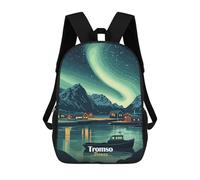 sinyumoney Tromso, Norway Aurora Borealis Sac À Dos Scolaire Pour Filles Et Garçons, Sac À Dos Avec Poche, Sac À Dos Tendance Pour Enfants 17inch
