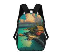 sinyumoney Tropical Beach Cottage Sac À Dos Pour Garçons Et Adolescents, Sacs À Dos Pour Filles, Sacs À Dos Pour Tout-petits, Sacs À Livres Pour L'école Primaire Et Le Collège 17inch