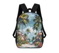 sinyumoney Tropical Beach Paradise Sacs À Dos Pour Enfants, Sac À Dos Scolaire, Sac À Dos Imprimé En 3D Pour Enfants, Sac À Dos De Voyage, Sac À Livres, Sac D'école Pour Enfants 17inch