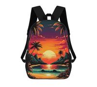 sinyumoney Tropical Beach Sunset with Palm Trees Sacs À Dos Scolaires Pour Enfants, Sac D'école Imprimé En 3D Pour Garçons, Élèves Du Primaire Et Du Collège 17inch