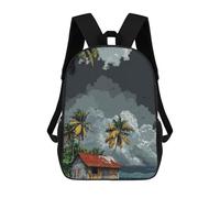 sinyumoney Tropical Island Hut with Stormy Sky Sacs À Dos Pour Enfants, Cartables, Sacs À Dos Scolaires Imprimés En 3D, Sacs À Dos De Voyage Tendance Pour Enfants (primaire, Collège) 17inch