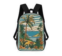 sinyumoney Tropical Island Landscape Illustration 17inch Sacs À Dos Scolaires Imprimés En 3D - Sacs À Dos Tendance Pour Garçons Du Primaire Et Du Collège