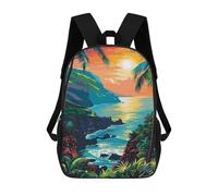 sinyumoney Tropical Island Sunset Sac À Dos Enfant Imprimé En 3D, Sac D'école Pour Garçons, Sac À Dos Cool Et Décontracté, Sac À Dos Amusant Pour Enfants Et Adolescents 17inch