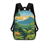 sinyumoney Tropical Landscape with Mountain And Sunset Sac À Dos Scolaire Enfant Tendance Et Décontracté, Sac À Dos Imprimé En 3D Pour Garçon, Grand Sac À Dos 17inch