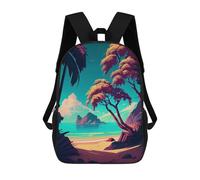 sinyumoney Tropical Paradise Beach-1 Sac À Dos Scolaire Pour Enfants, Imprimé En 3D, Pour Garçons, Élèves Du Primaire Et Du Collège 17inch