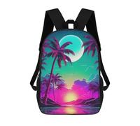 sinyumoney Tropical Retrowave Fusion Sac À Dos Scolaire Pour Filles Et Garçons, Sac À Dos Avec Poche, Sac À Dos Tendance Pour Enfants 17inch