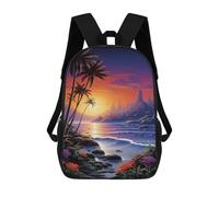 sinyumoney Tropical Sunset Beach Scene-3 17inch Sacs À Dos Scolaires Imprimés En 3D - Sacs À Dos Tendance Pour Garçons Du Primaire Et Du Collège