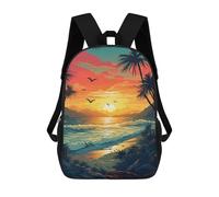 sinyumoney Tropical Sunset Beach Scene-4 Sacs À Dos Tendance Imprimés En 3D 17inch Sac D'école Décontracté Pour Enfants, Garçons, Élèves Du Primaire Et Du Collège