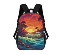 sinyumoney Tropical Sunset Beach Scene-5 Sacs À Dos Pour Enfants 17inch Sac À Dos Scolaire, Sac D'école Imprimé En 3D Pour Garçons, Élèves Du Primaire Et Du Collège