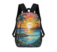 sinyumoney Tropical Sunset Beach Scene-8 Sac À Dos Scolaire, Sac À Dos Professionnel, Sac À Dos Imperméable Pour Le Camping, Les Aventures En Plein Air Et Les Voyages Quotidiens 17inch
