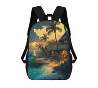 sinyumoney Tropical Sunset Beach Scene Sac À Dos Scolaire Imprimé En 3D Pour Enfants, Sac À Dos De Voyage Tendance Et Décontracté Pour Écoliers 17inch