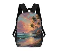 sinyumoney Tropical Sunset Beach Scene Sacs À Dos Pour Enfants 17inch Sac À Dos Scolaire, Sac D'école Imprimé En 3D Pour Garçons, Élèves Du Primaire Et Du Collège