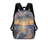 sinyumoney Tropical Sunset in Pointillist Style Sac À Dos Pour Enfants, Impression 3D, Sac D'école Pour Garçons Et Filles, Sac À Dos Tendance Et Décontracté Pour Écoliers 17inch