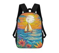sinyumoney Tropical Sunset Sailboat Sacs À Dos Imprimés En 3D Pour Enfants 17inch Sacs À Dos Tendance Et Décontractés Pour La Journée, Sacs De Voyage, Sacs À Dos D'extérieur Pour Garçons Et Filles