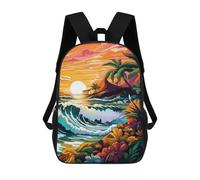 sinyumoney Tropical Sunset Waves Sac À Dos Pour Garçons Et Adolescents, Sacs À Dos Pour Filles, Sacs À Dos Pour Tout-petits, Sacs À Livres Pour L'école Primaire Et Le Collège 17inch