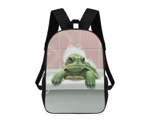 sinyumoney Turtle in Bathtub with Bubbles 17inch Sac À Dos Scolaire Imprimé En 3D Pour Enfants, Style Décontracté Et Tendance, Idéal Pour Les Voyages Et Les Études.