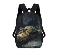 sinyumoney Turtle on A Mossy Log at Night Sac À Dos Enfant Fille 3D, Sac D'école, Sac À Dos Pour Tout-petits, Sac À Dos Décontracté, Sac À Livres Tendance 17inch