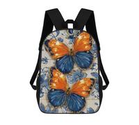 sinyumoney Two Butterflies on Floral Tile Background Sacs À Dos Scolaires Pour Enfants, Sac D'école Imprimé En 3D Pour Garçons, Élèves Du Primaire Et Du Collège 17inch