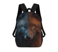 sinyumoney Two-faced Wolf Unique Coloration Sac À Dos Scolaire Pour Enfants 17 Pouces, Sac À Dos Décontracté Pour Les Voyages, Grand Sac À Dos De Jour Pour Garçons Et Filles 17inch