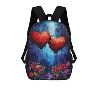 sinyumoney Two Hearts in The Night Sac À Dos Enfant Fille 3D, Sac D'école, Sac À Dos Pour Tout-petits, Sac À Dos Décontracté, Sac À Livres Tendance 17inch