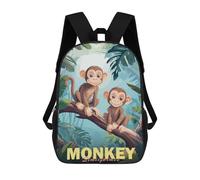 sinyumoney Two Monkeys in Jungle Sacs À Dos Pour Enfants, Cartables Imprimés En 3D, Sacs À Dos Pour Élèves Du Primaire Et Du Collège (garçons Et Filles) 17inch