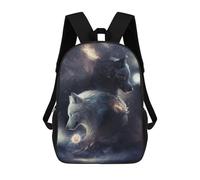sinyumoney Two Wolves in The Moonlight Sac À Dos Enfant Tendance Et Amusant, Sac À Dos Pour Garçons Et Adolescents, Sac D'école Imprimé En 3D Pour Garçons 17inch