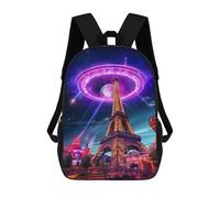 sinyumoney UFO Over Eiffel Tower Sac À Dos Scolaire Imprimé En 3D, Sac À Dos Tendance Pour Enfants, Sac À Dos Pour Garçons, Élèves Du Collège 17inch