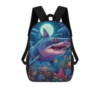 sinyumoney Underwater Fantasy Moonlit Shark Adventure Sacs À Dos Pour Enfants, Cartables 3D Personnalisés Pour Garçons Et Filles, Grands Sacs À Dos Scolaires Décontractés 17inch