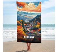 sinyumoney Ushuaia, Argentine, Serviette de Bain Artistique à Motif Paysage pittoresque, sans Sable, à séchage Rapide, absorbante et compacte, idéale pour la Plage et Les Voyages (130 cm x 80 cm).