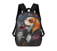 sinyumoney Vampire Dog with Wine Glass-8 Sac À Dos Enfant, Cartable, Sac D'école, Motif Dessin Animé 3D, Sac Pour Ordinateur Portable, Pour Garçons Et Filles 17inch